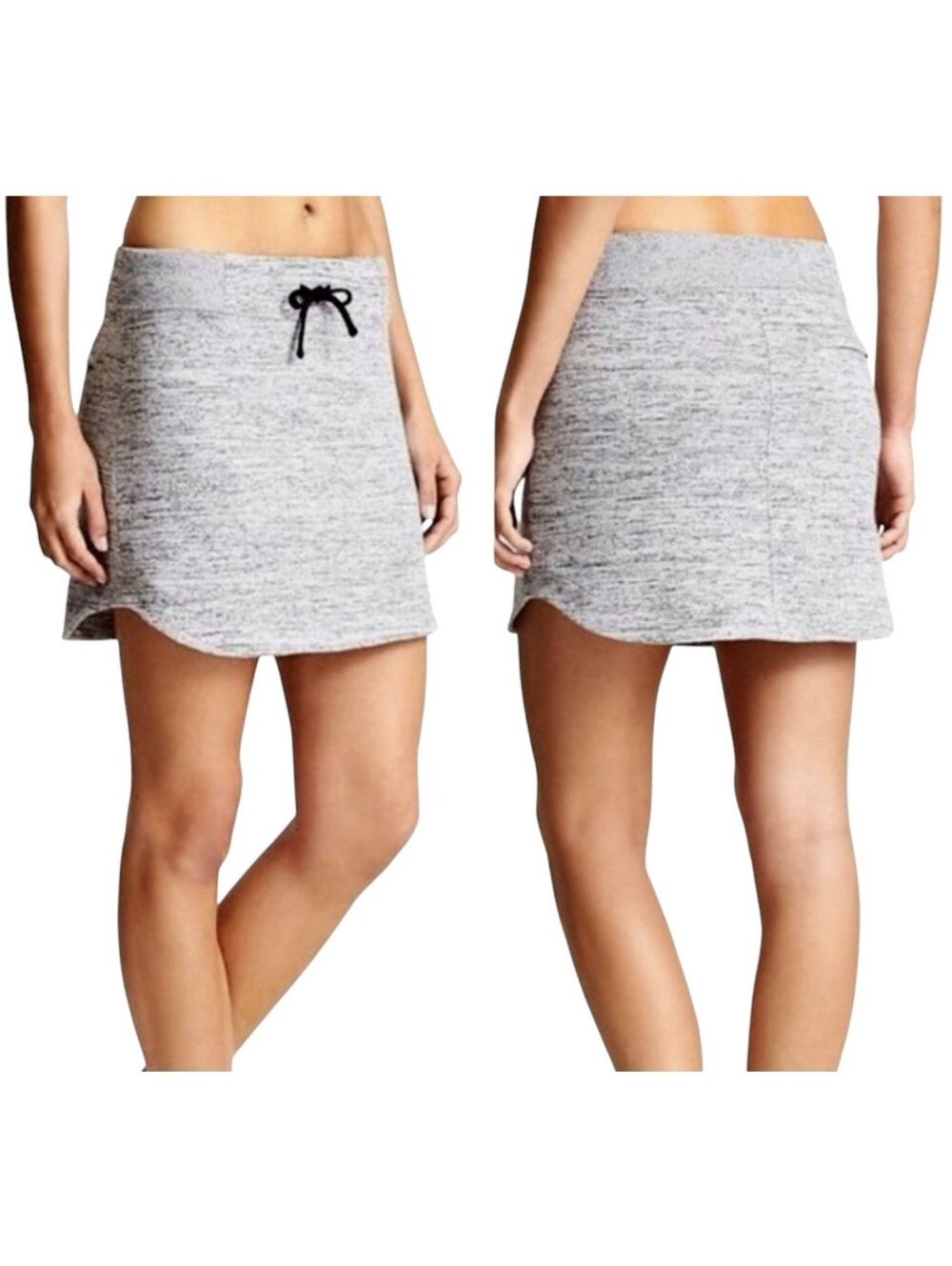 Athleta Downplay Dolphin Hem Skirt Grey Heather Marled Knit - Size Small Womens